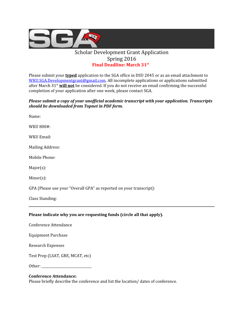 SGA Scholar Development Grant Application s1