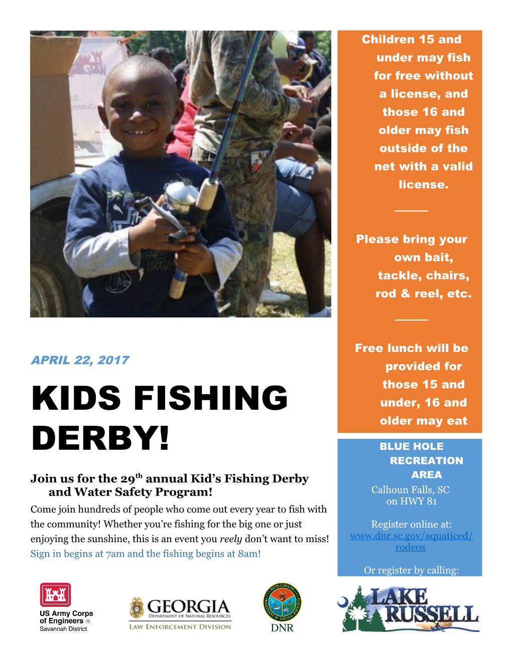 Join Us for the 29Th Annual Kid S Fishing Derby and Water Safety Program!