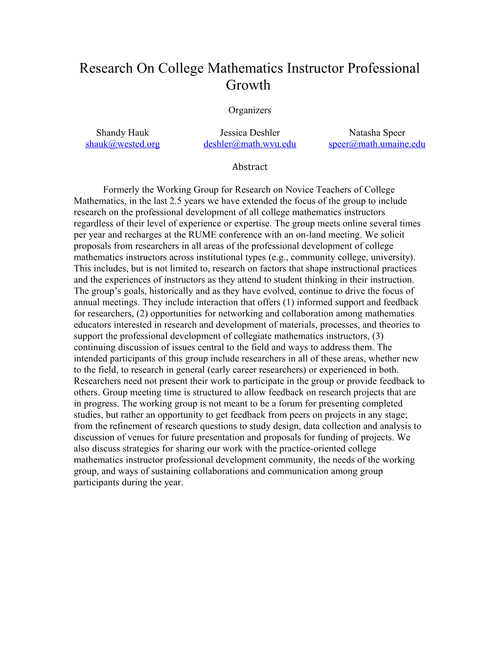 Research on College Mathematics Instructor Professional Growth