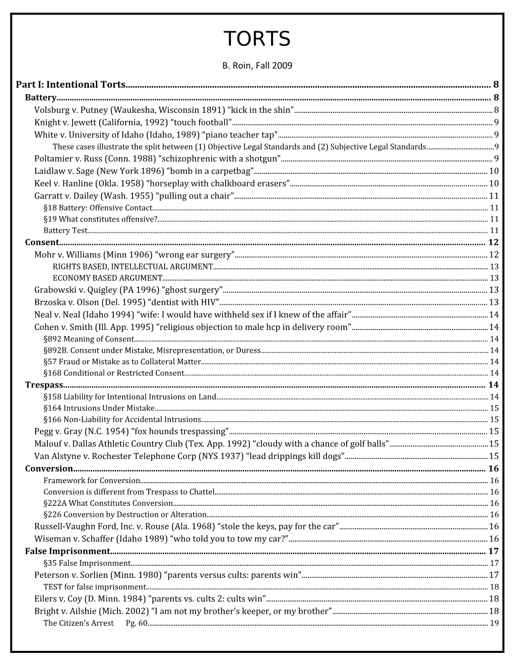 Part I: Intentional Torts 8