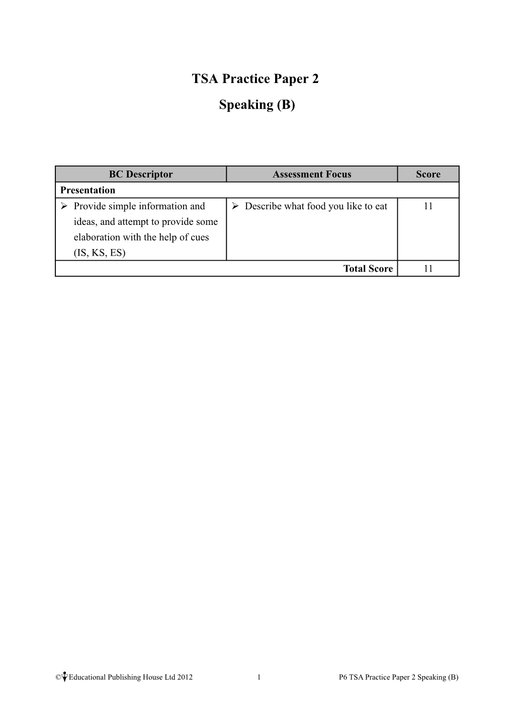 TSA Practice Paper 1