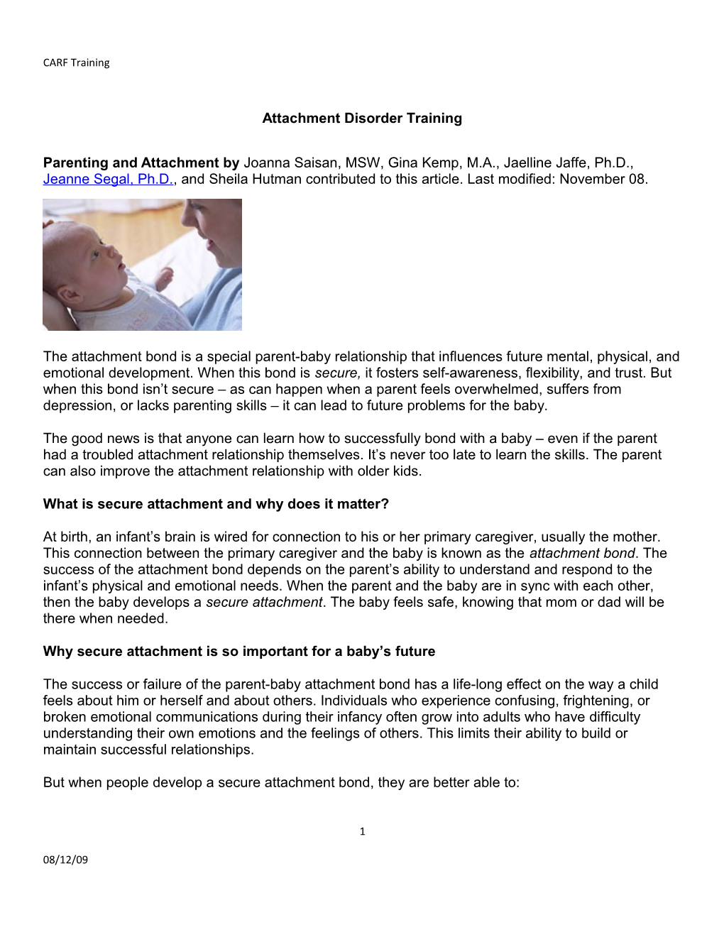 Attachment Disorder Training