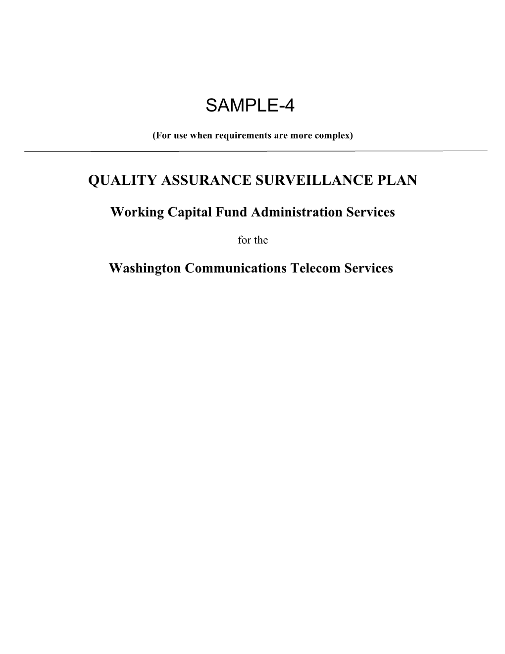 Quality Assurance Surveillance Plan (Qasp)