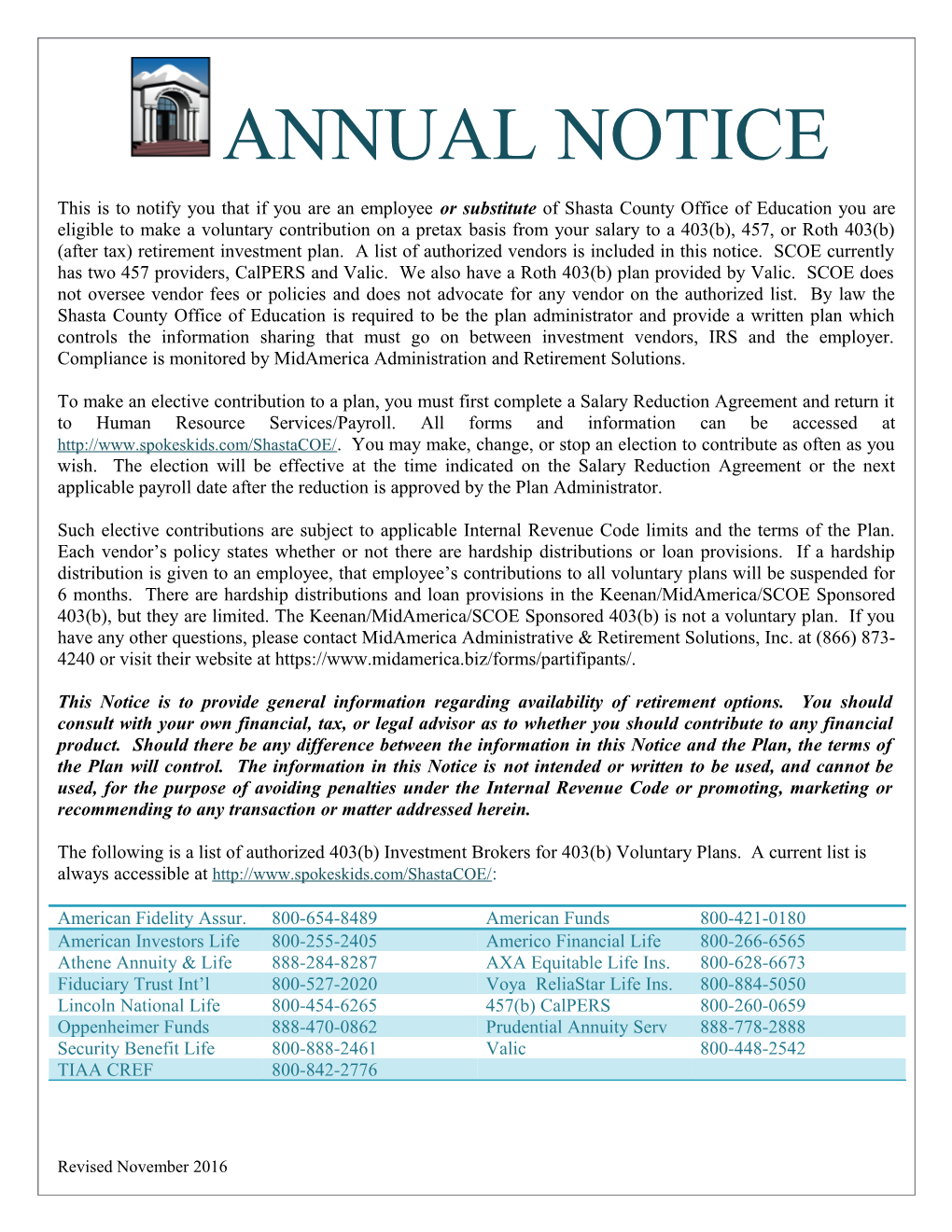Annual Notice