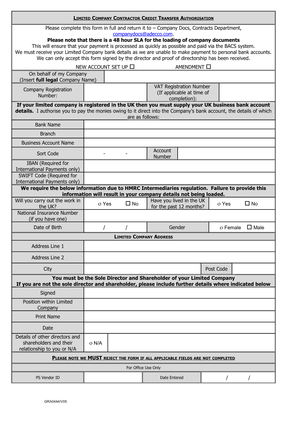 Credit Transfer Authorisation