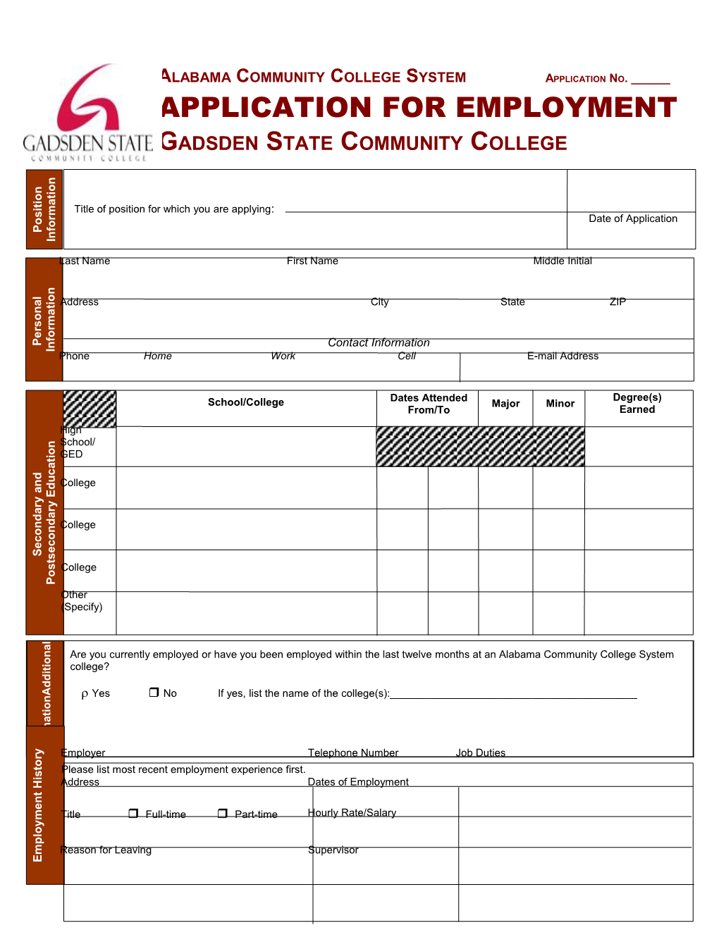 Title of Position for Which You Are Applying