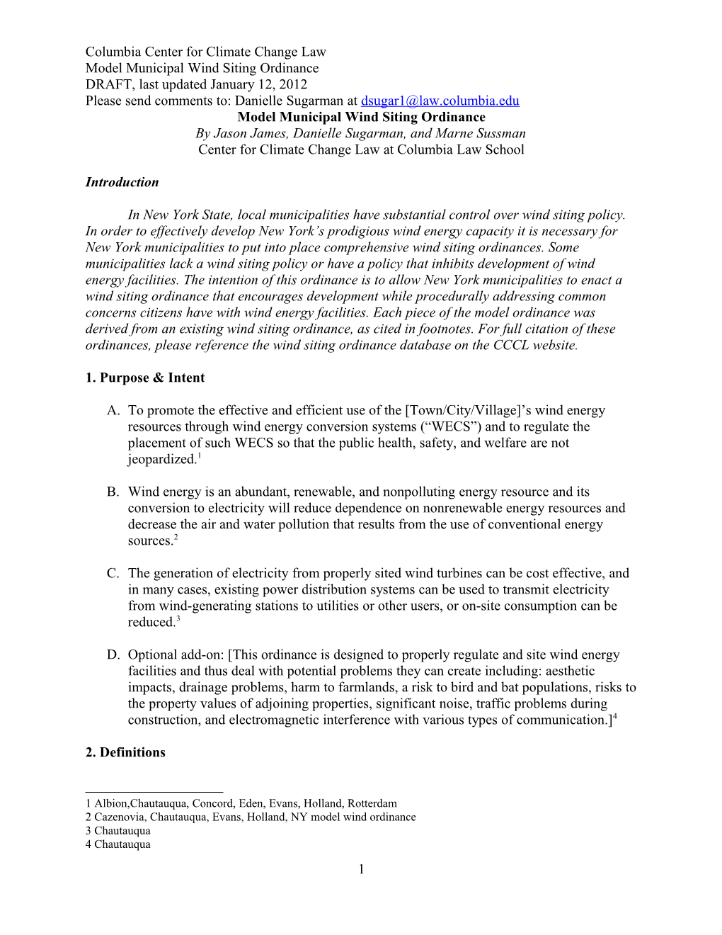 Model Wind Ordinance