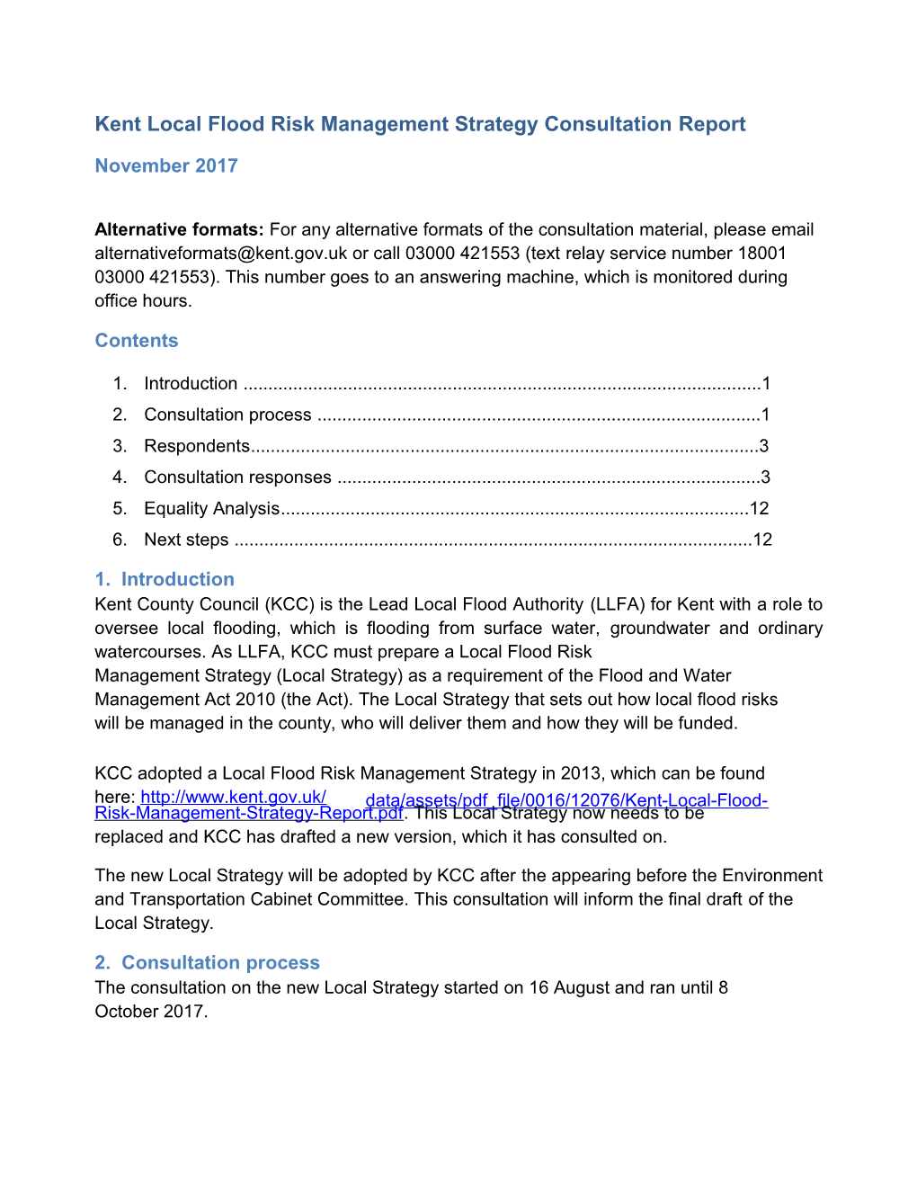 Kent Localfloodrisk Management Strategy Consultationreport