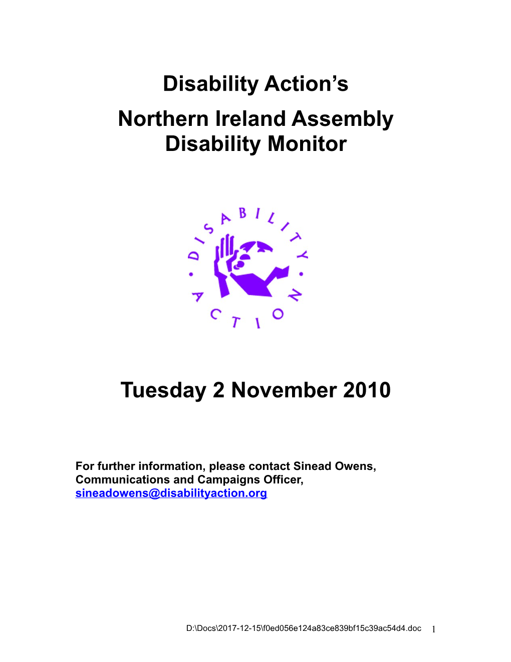 Northern Ireland Assembly Disability Monitor