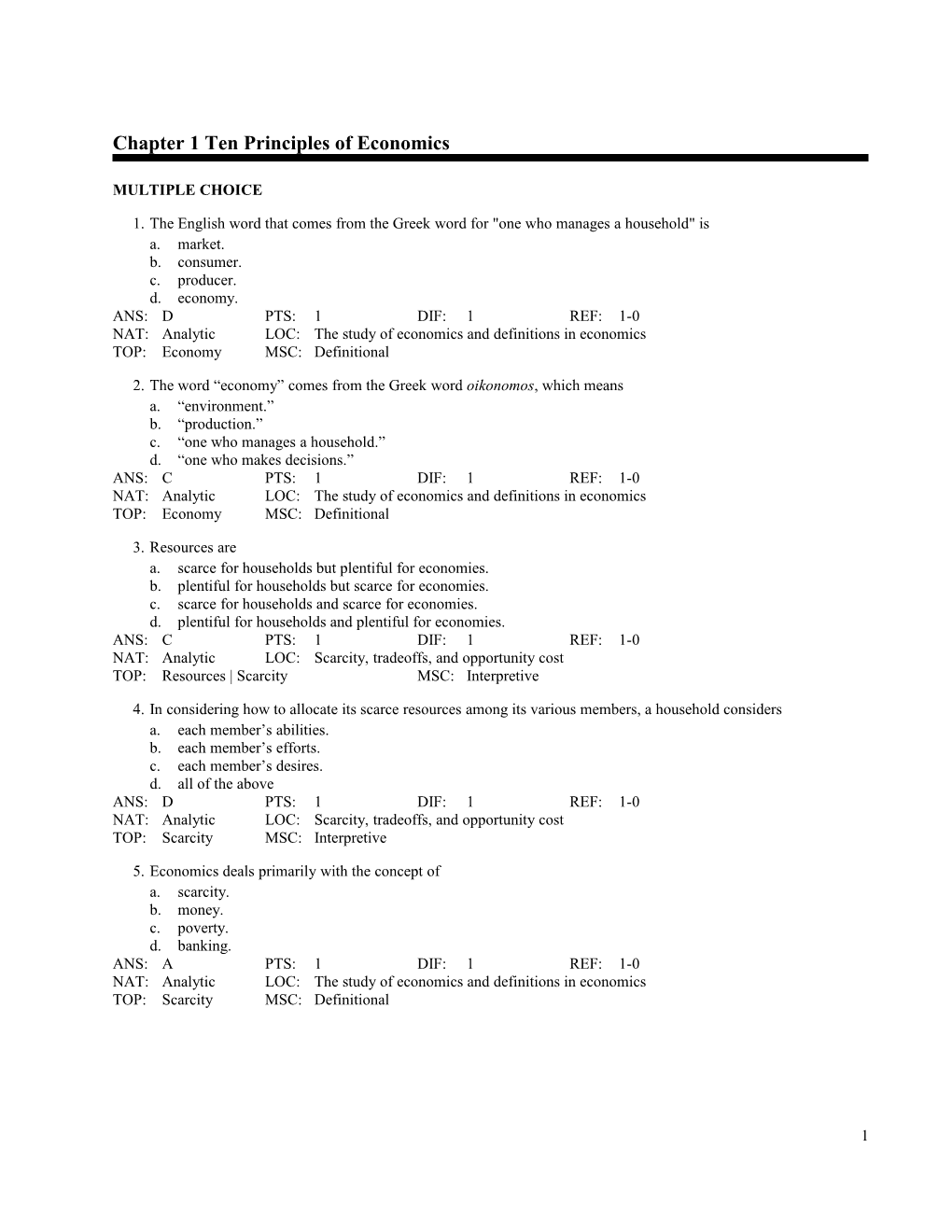 Chapter 1 Ten Principles of Economics