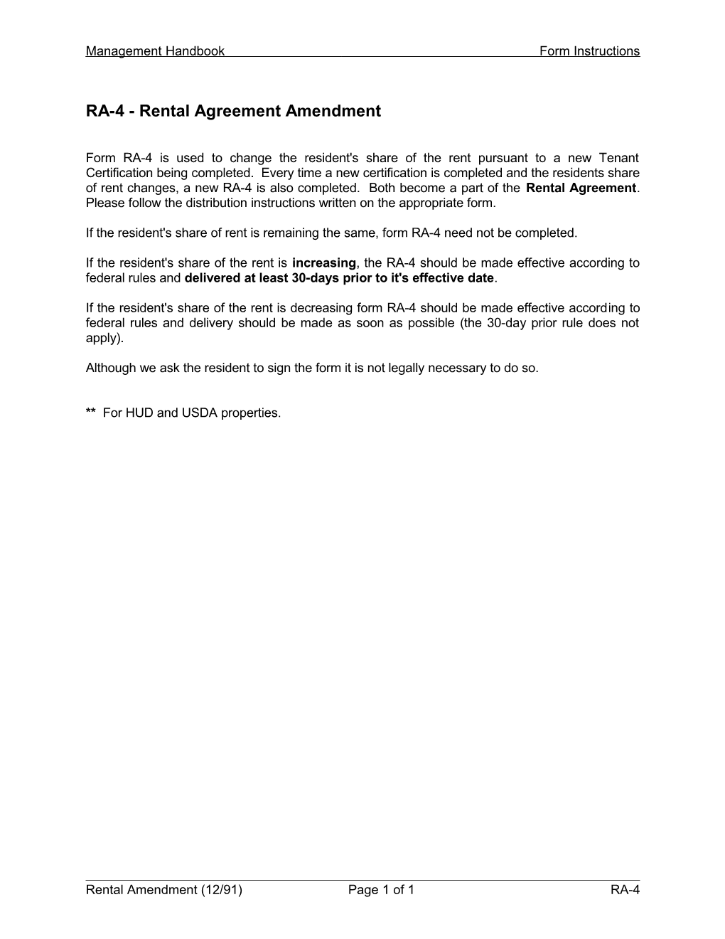 RA-4 - Rental Agreement Amendment