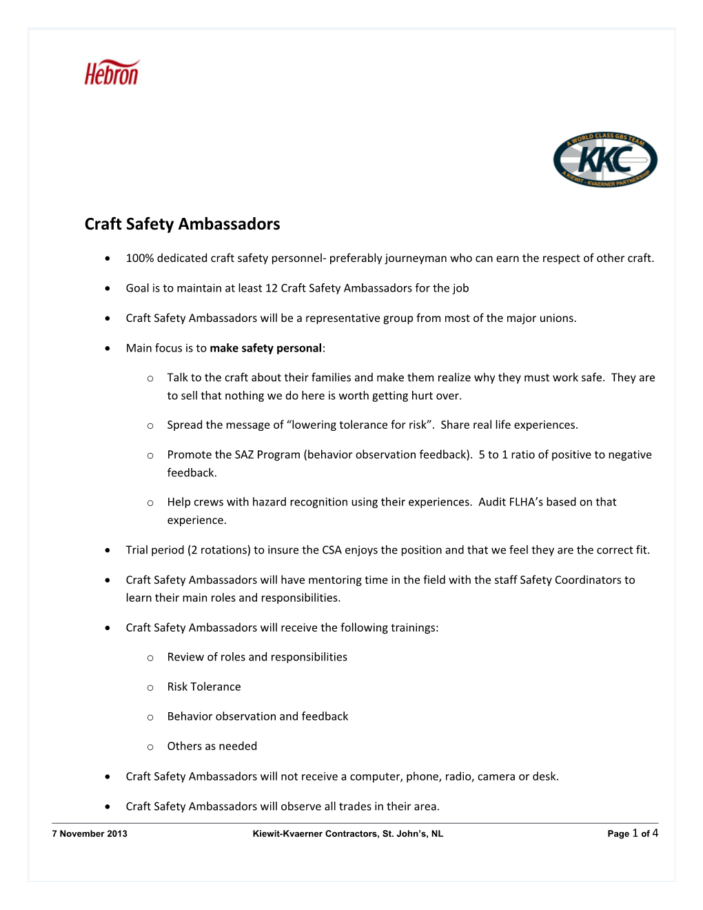 Craft Safety Ambassadors