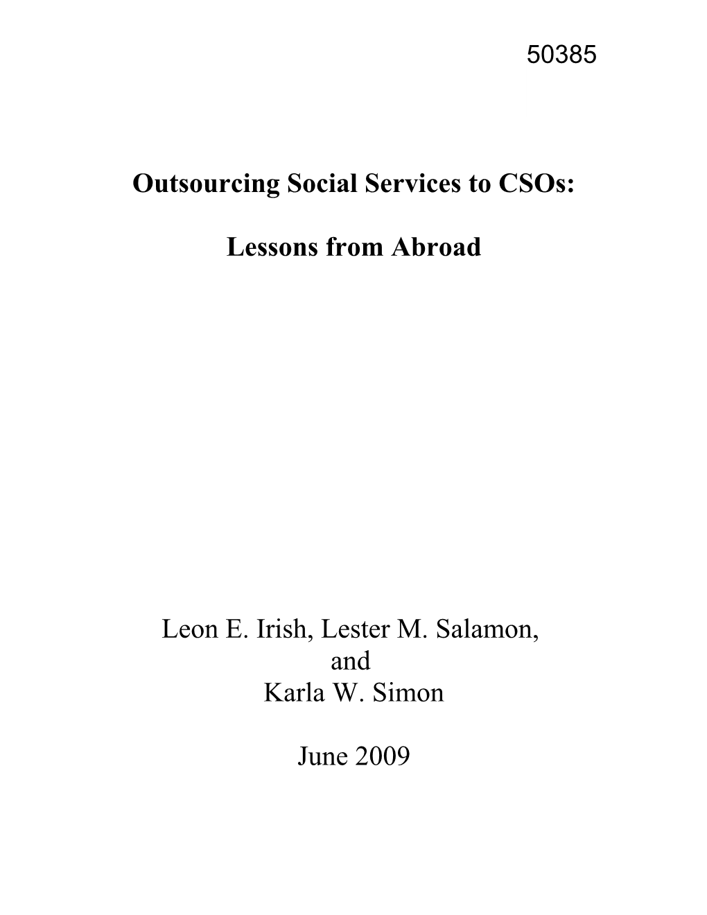 Social Service Outsourcing to Csos