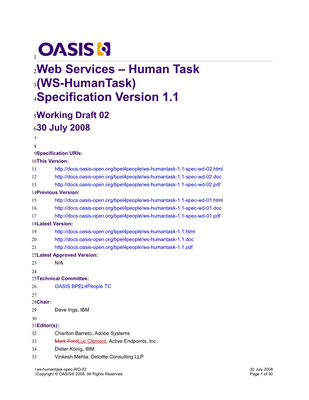 OASIS Specification Template s3