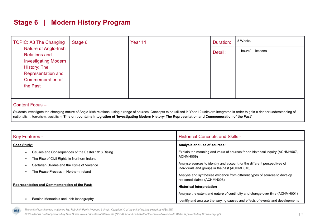 Stage 6 Modernhistory Program