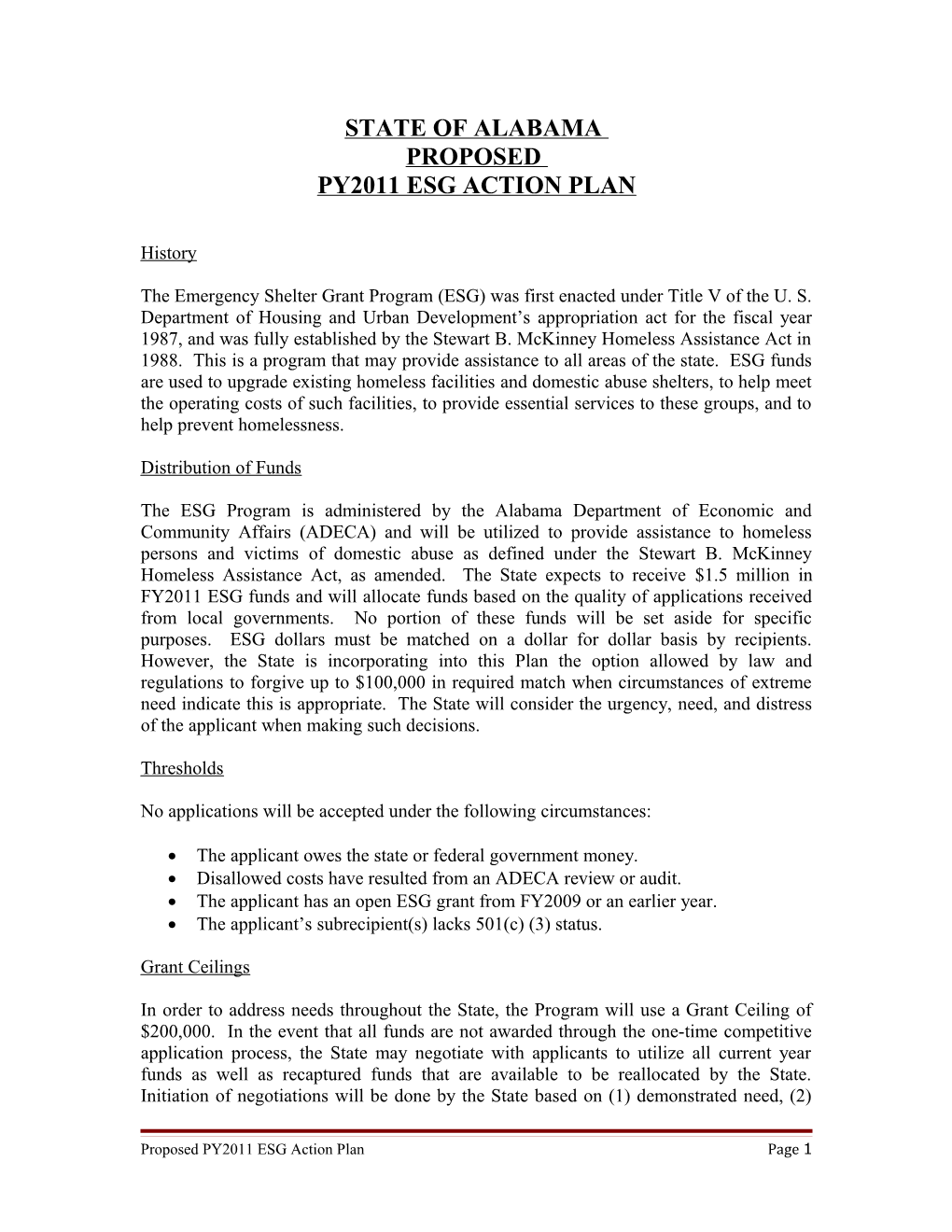 2011 ESG - Action Plan - for Public Hearing