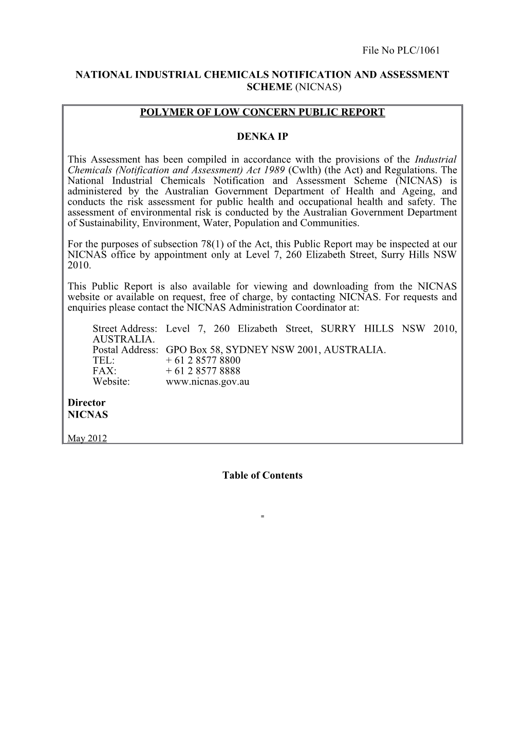 National Industrial Chemicals Notification and Assessment Scheme (Nicnas) s25