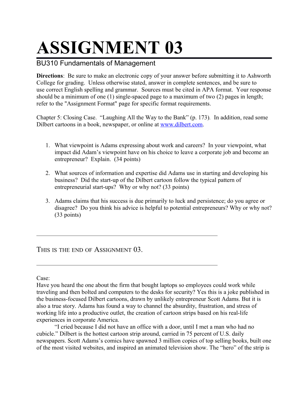 BU310 Fundamentals of Management