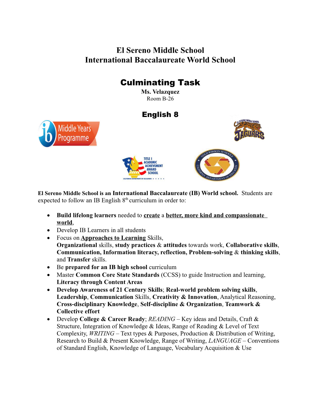 International Baccalaureate World School s1