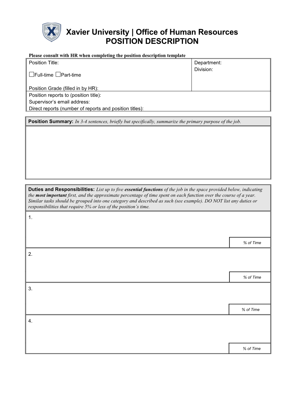 Position Description Questionnaire (Example For FHI)