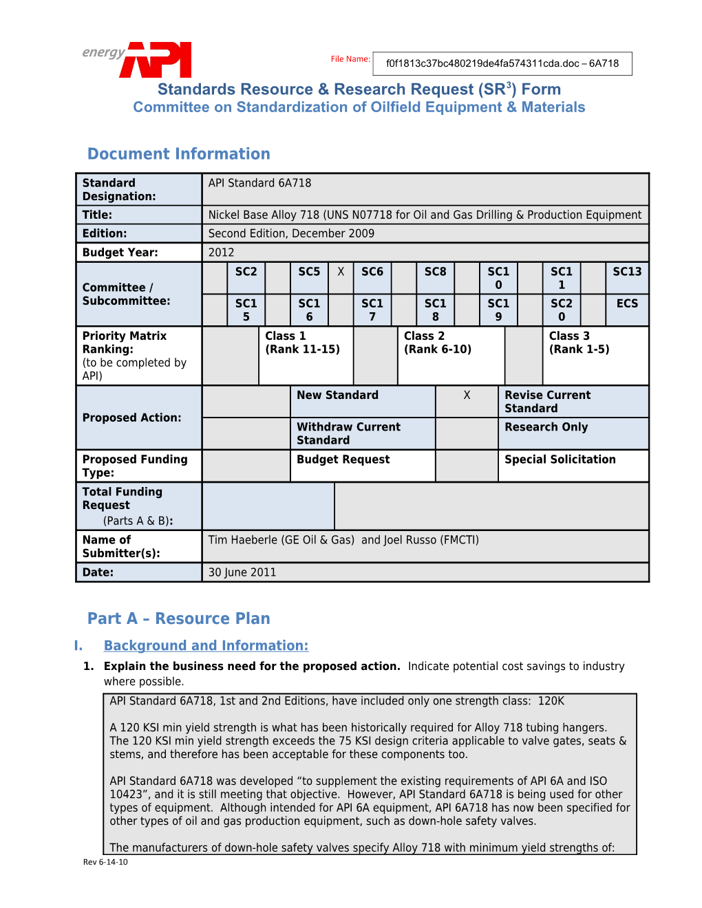 Standards Resource & Research Request (SR3) Form