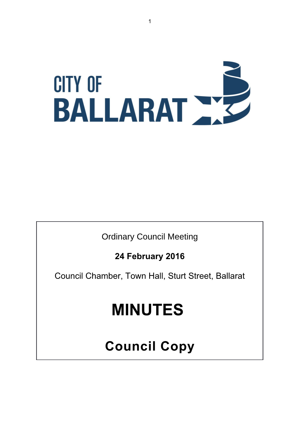 Pro-Forma Minutes of Council Meeting - 24 February 2016