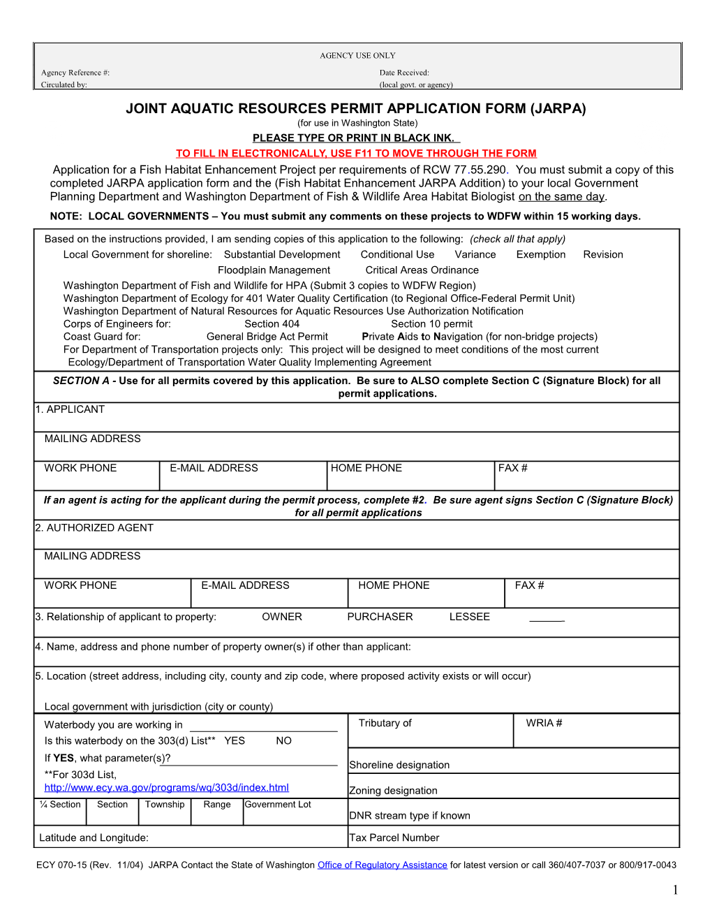 To Fill in Electronically, Use F11 to Move Through the Form