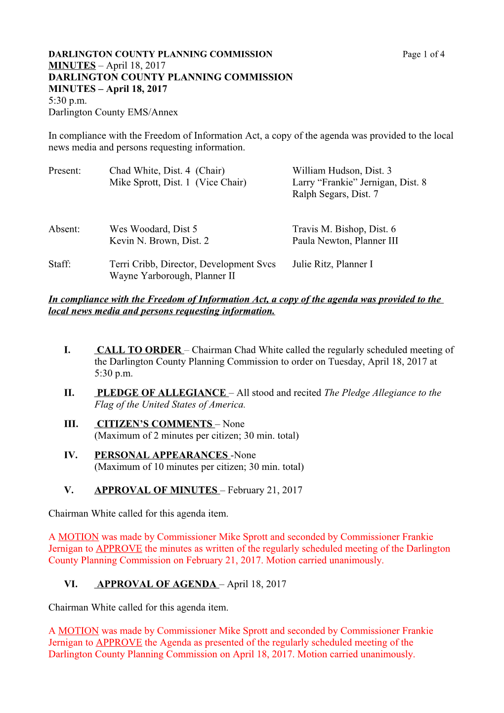 DARLINGTON COUNTY PLANNING COMMISSION Page 2 of 4