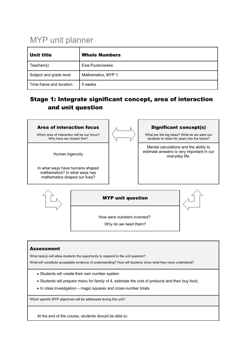 MYP Unit Planner s8