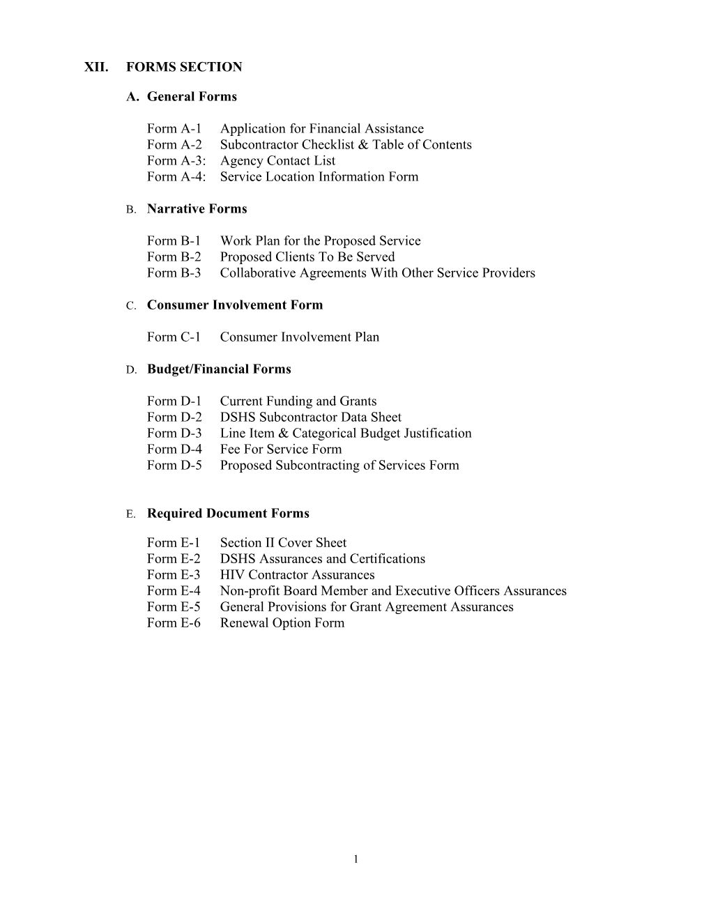 Xii. Forms Section