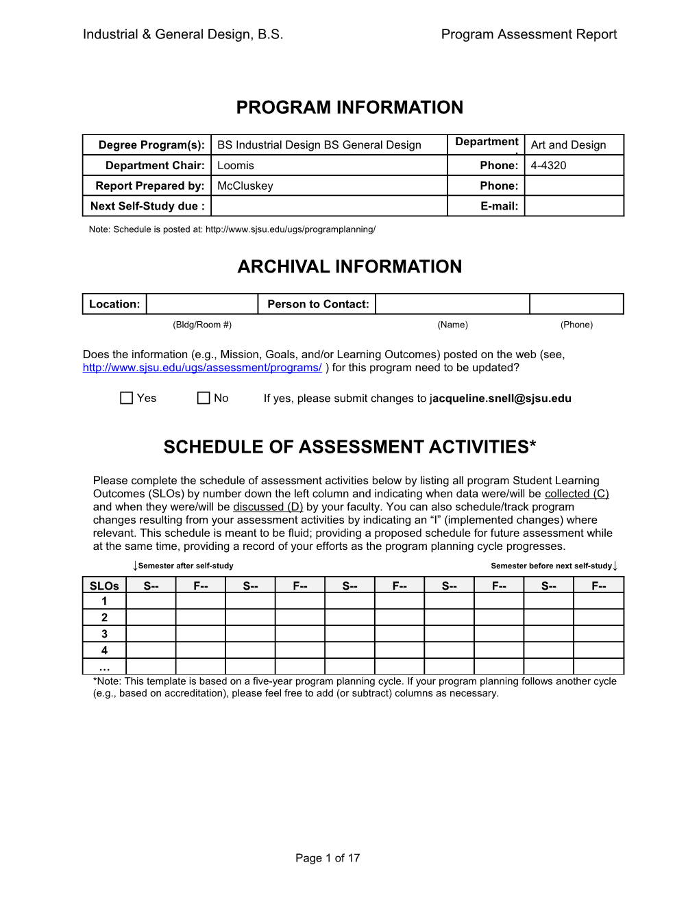 Fall 2007 Semester Program Assessment Report - ALTERNATE s2