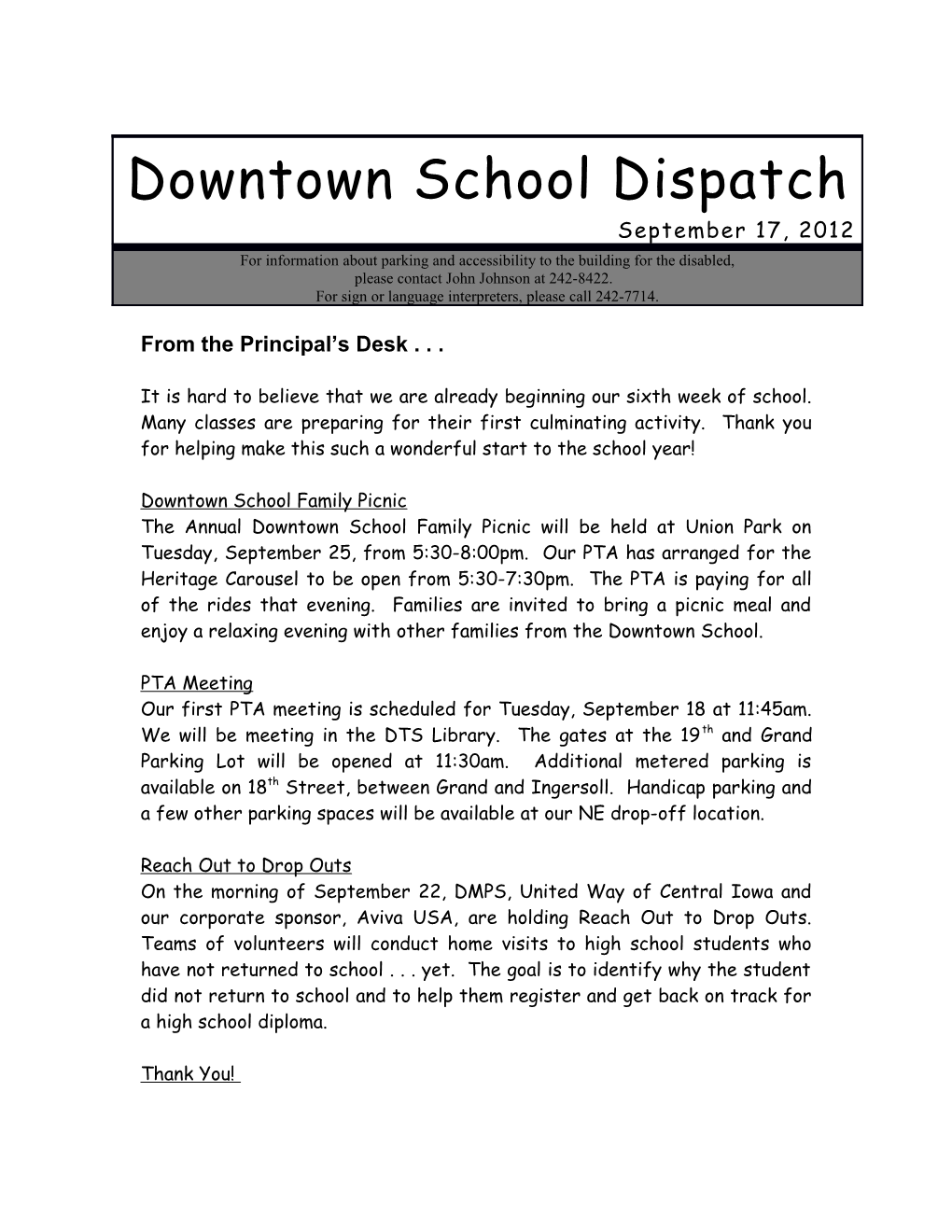 Downtown School Dispatch