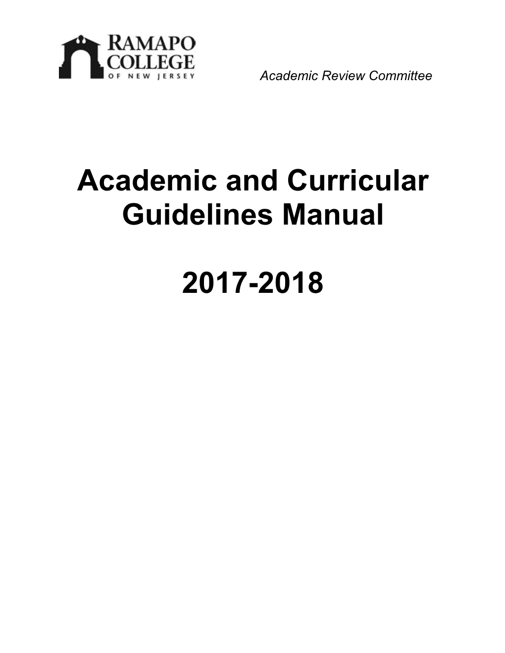 Ramapo College of New Jersey Academic and Curricular Guidelines Manual 2017-2018