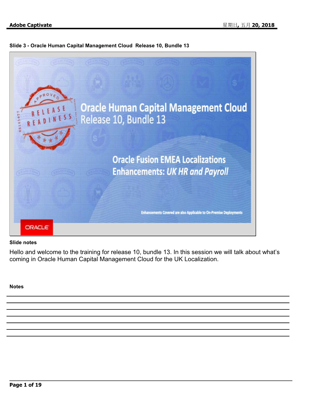 Slide 3 - Oracle Human Capital Management Cloud Release 10, Bundle 13