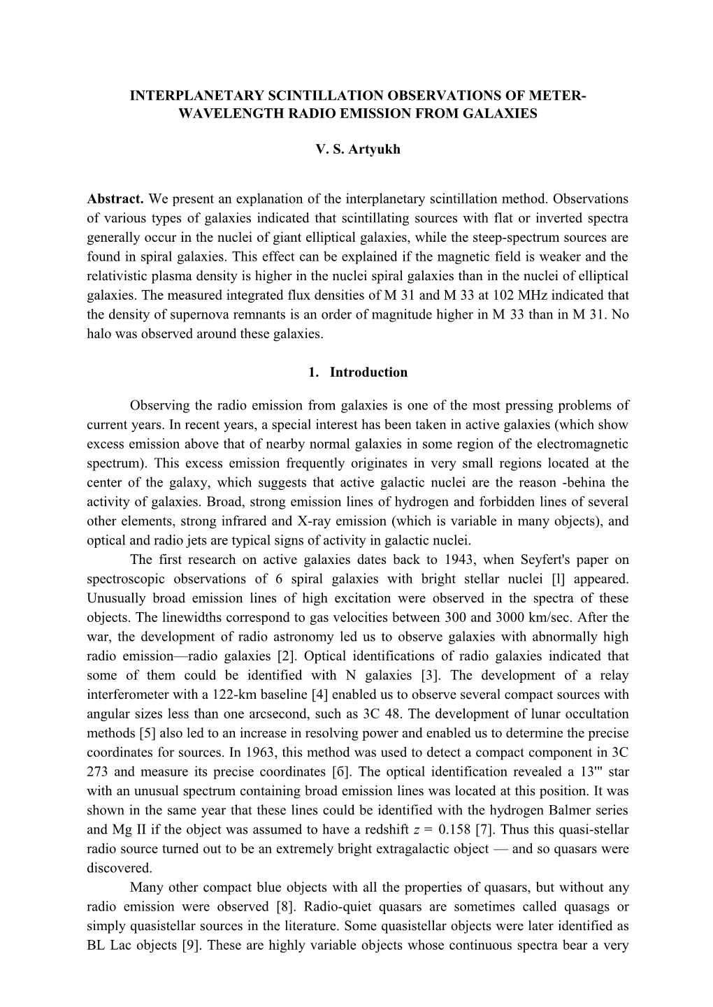 Interplanetary Scintillation Observations of Meter-Wavelength Radio Emission from Galaxies