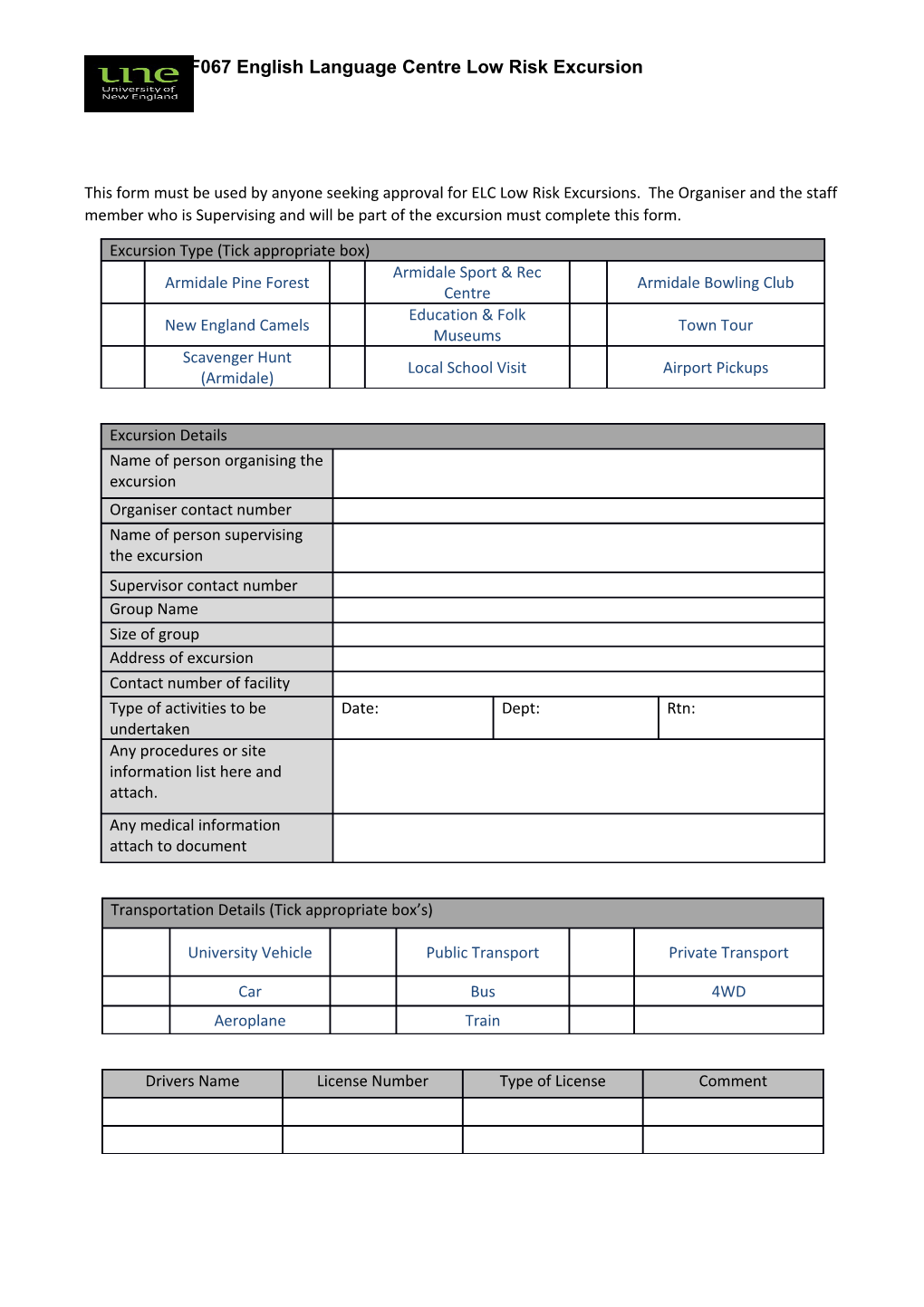 Attached Forms/Booking Numbers