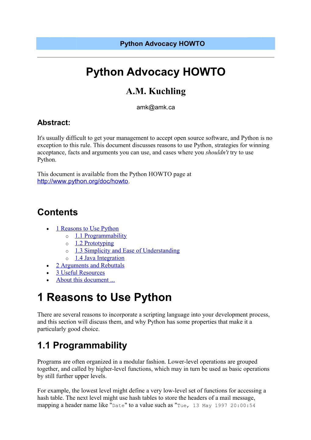 Python Advocacy HOWTO