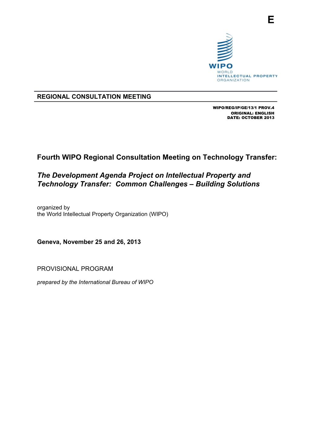 Fourth WIPO Regional Consultation Meeting on Technology Transfer