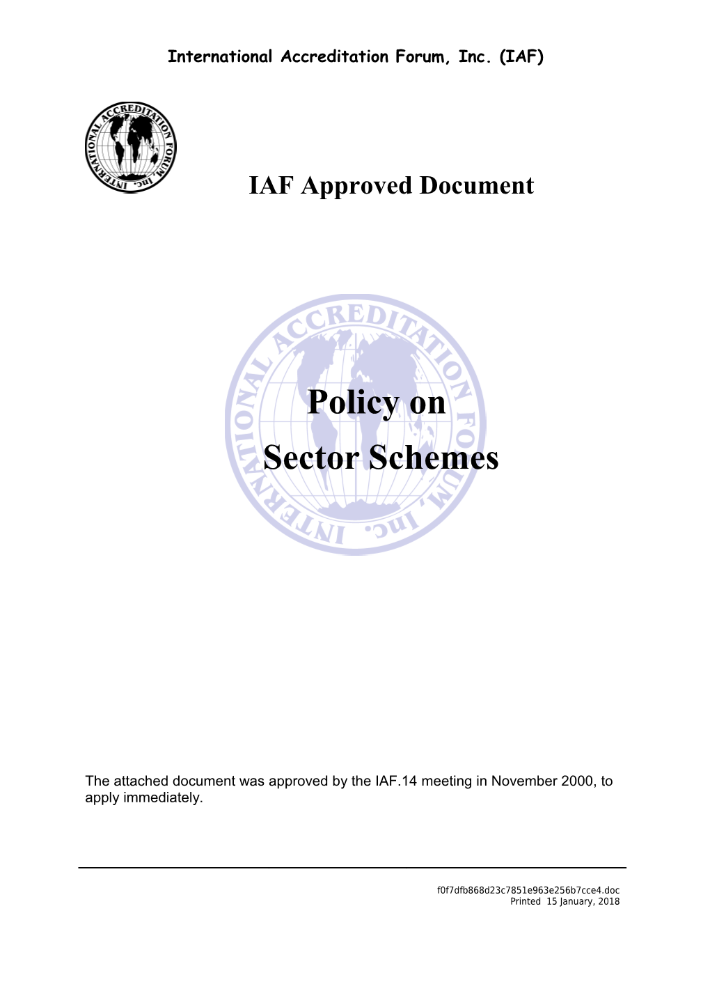 IAF Approved Document