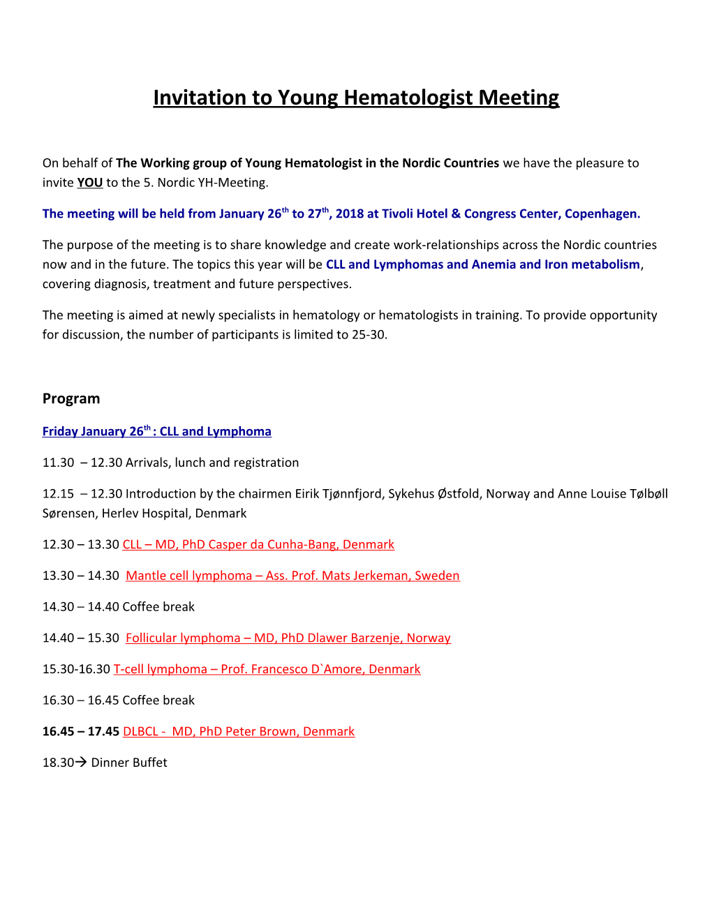 Invitation to Young Hematologist Meeting
