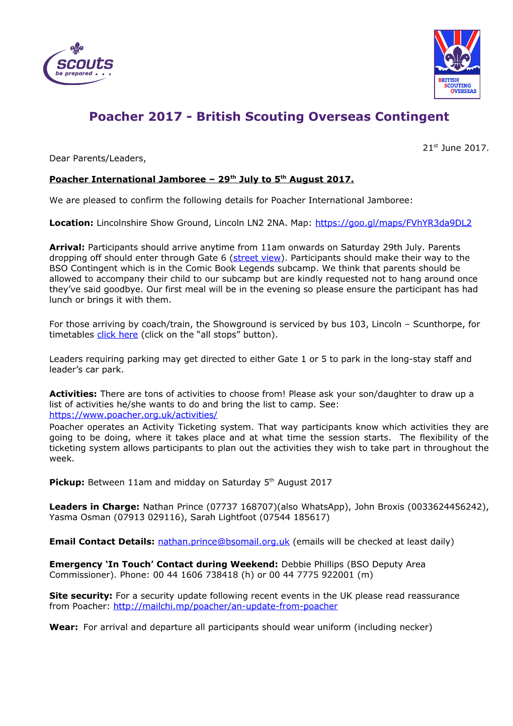 Poacher 2017 - British Scouting Overseas Contingent