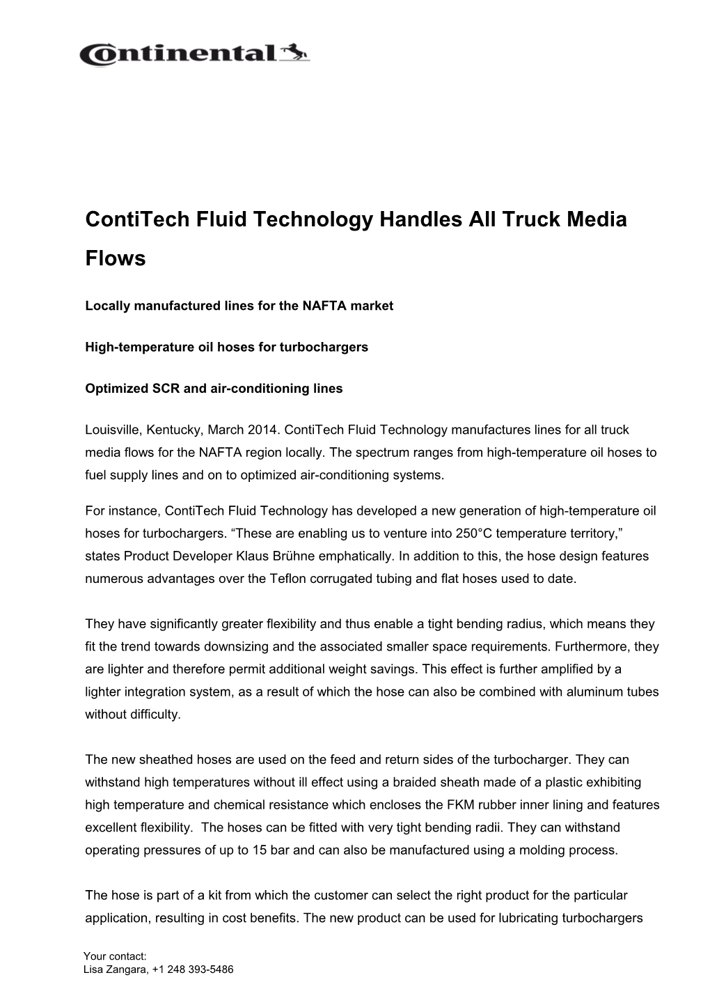 Contitech Fluid Technology Handles All Truck Media Flows