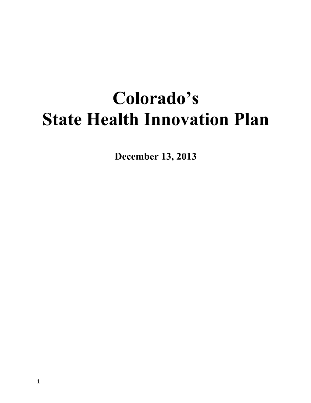 State Health Innovation Plan