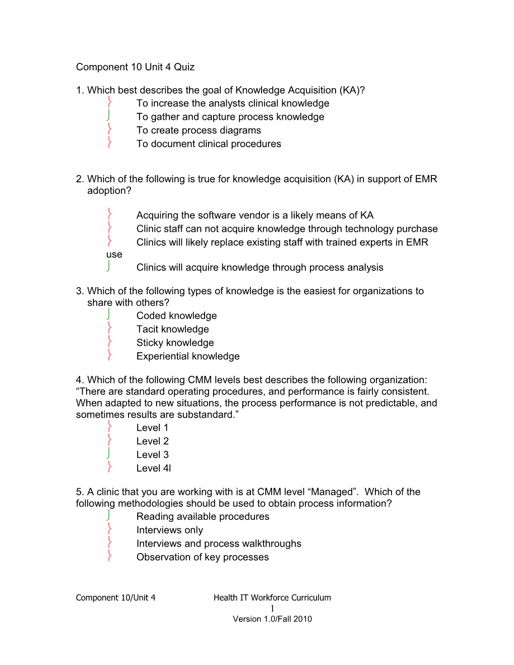 Component 10 Unit 4 Quiz