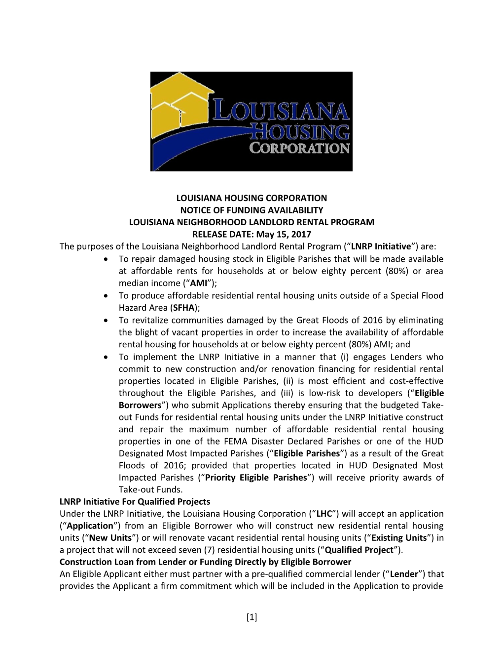 Louisiana Neighborhood Landlord Rental Program
