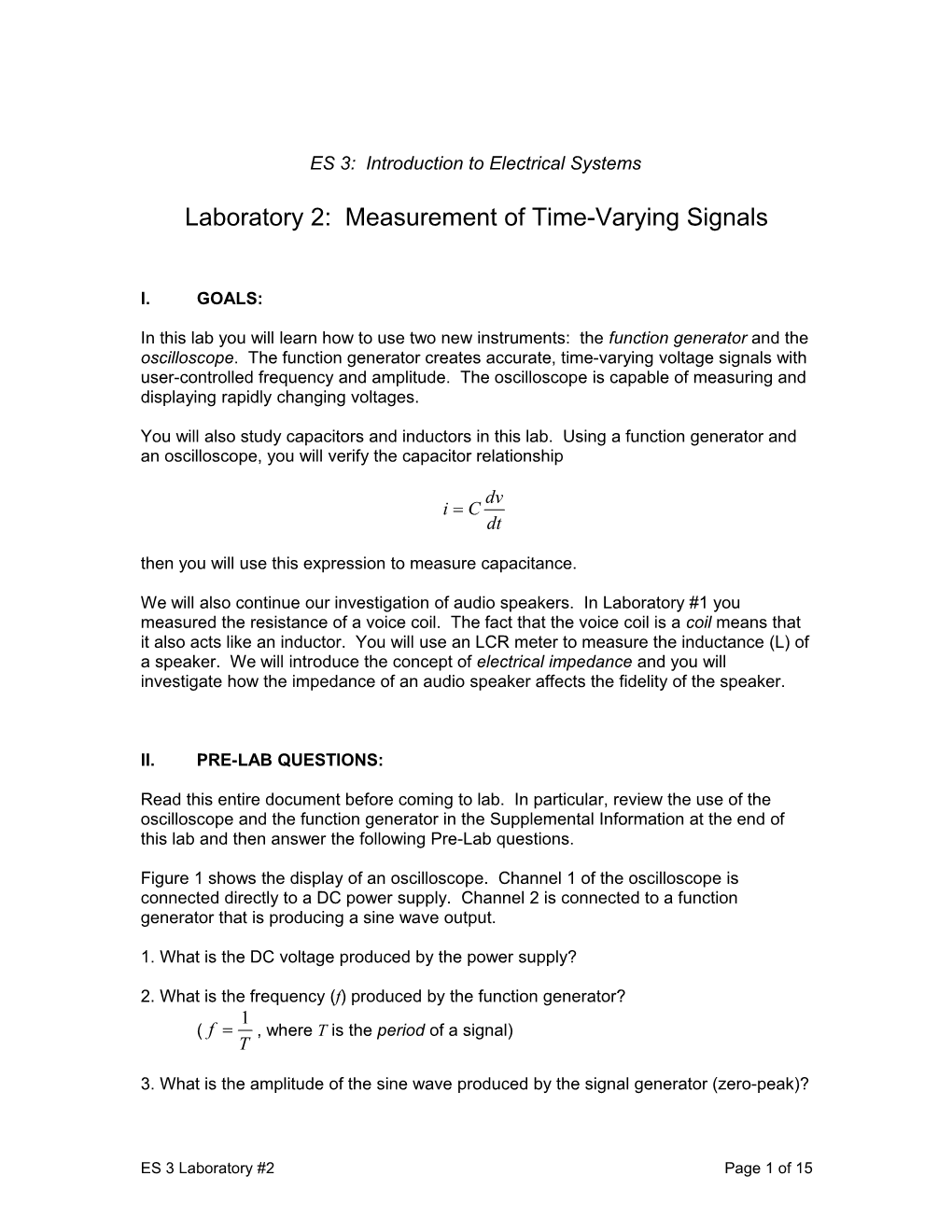 ES 3: Introduction to Electrical Systems