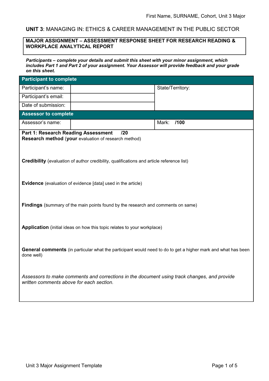 Unit 3: Managing In: Ethics & Career Management in the Public Sector