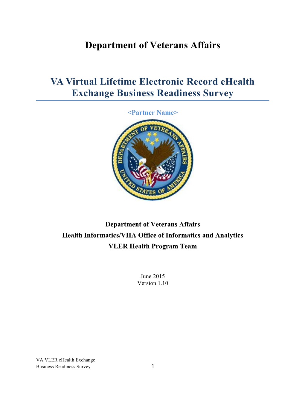 VA Nwhin Exchange Business Partner Readiness Survey VA Answers