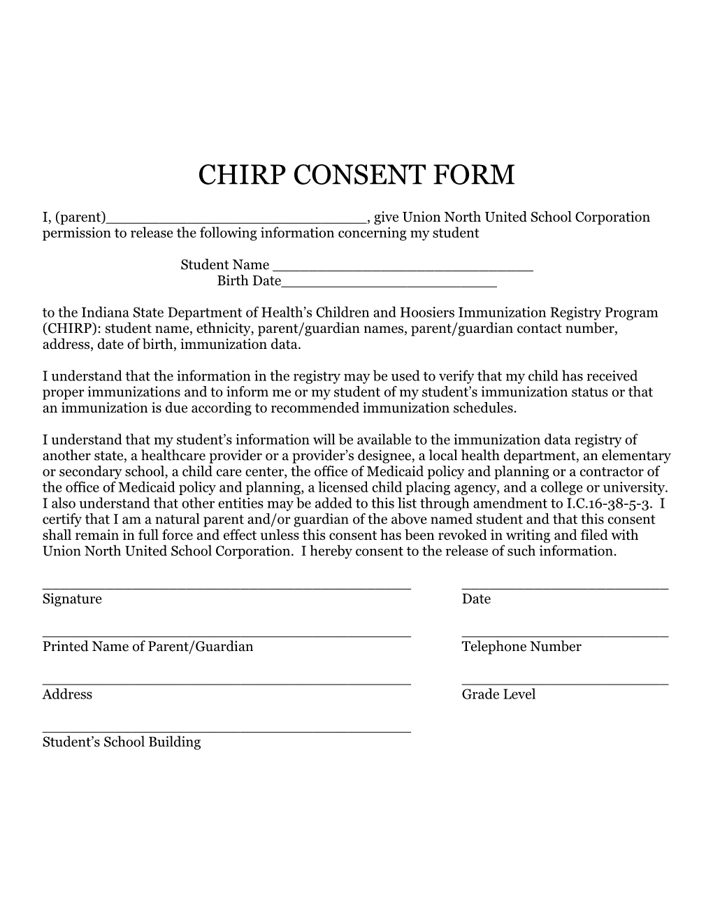 Chirp Consent Form