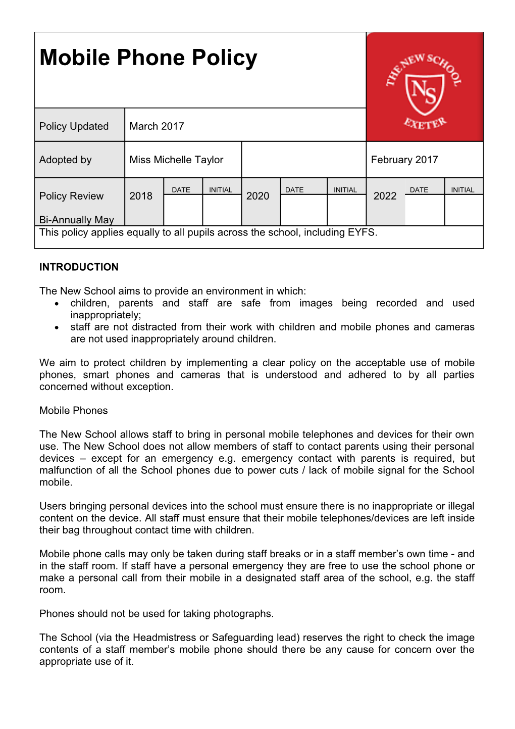 Pupil Registration Policy